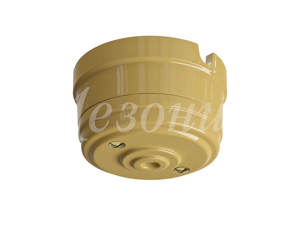 Качественная картинка Корпус розетки потолочной Мезонин, коллекция Усадьба, D80, пластик, подъем.рамка, песочное золото