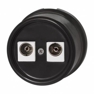 Ретро розетка ТВ двойная Bironi, коллекция Лизетта, керамика, черный