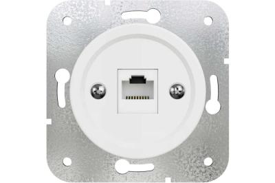 Ретро розетка компьютерная RJ45 Мезонин, серия Лахта, Оптима, пластик, скрытый монтаж, белый