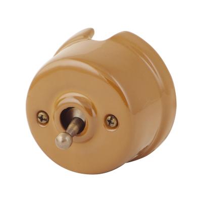 Ретро выключатель Salvador "Ретро", фарфор, наружный монтаж, тумблер, какао, под заказ