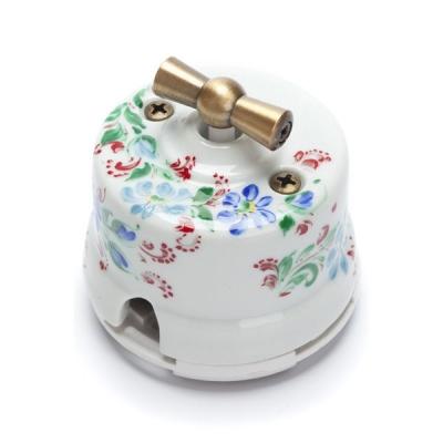 Ретро выключатель Salvador, фарфор, поворотный, наруж.монтаж, белый, коллекция "Жостово" Ретро выключатель Salvador, фарфор, поворотный, наруж.монтаж, белый, коллекция "Жостово"