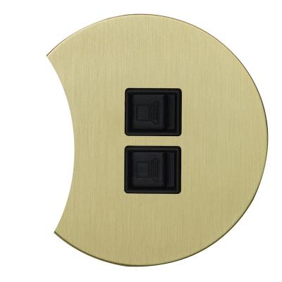 Розетка компьютерная двойная RJ45 Salvador "Арт", внутр. монтаж, накладка металл, полукруг, золото