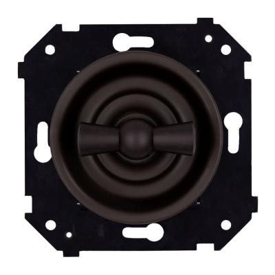 Ретро выключатель Bironi, коллекция Шедель Бриз, пластик, скрытый монтаж, поворотный, корич. матовый