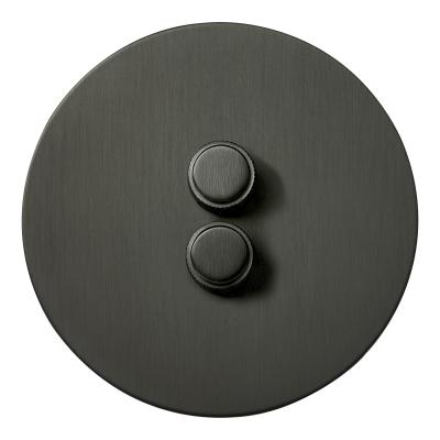 Выключатель Salvador "Арт", скрытый монтаж, двойной диммер, накладка металл полукруг, антрацит