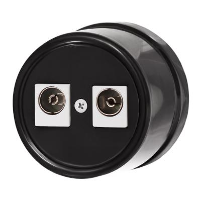 Ретро розетка ТВ двойная Bironi, коллекция Лизетта, пластик черная