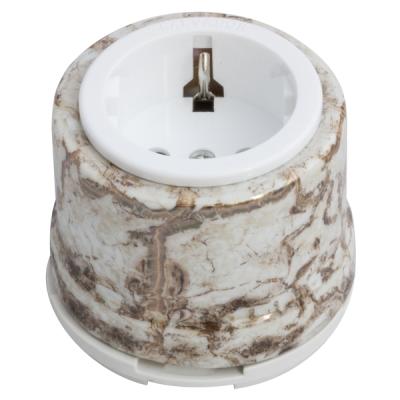 Ретро розетка электрическая Salvador, фарфор, наружный монтаж, коллекция "Мрамор" Ретро розетка электрическая Salvador, фарфор, наружный монтаж, коллекция "Мрамор"