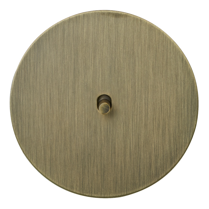 Выключатель Salvador "Арт", скрытый монтаж, тумблер-цилиндр, накладка металл круг, бронза