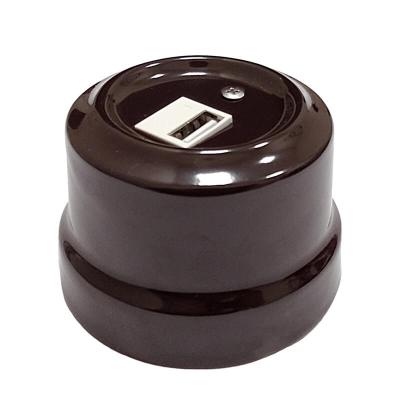 Ретро розетка USB Lindas керамика коричневый