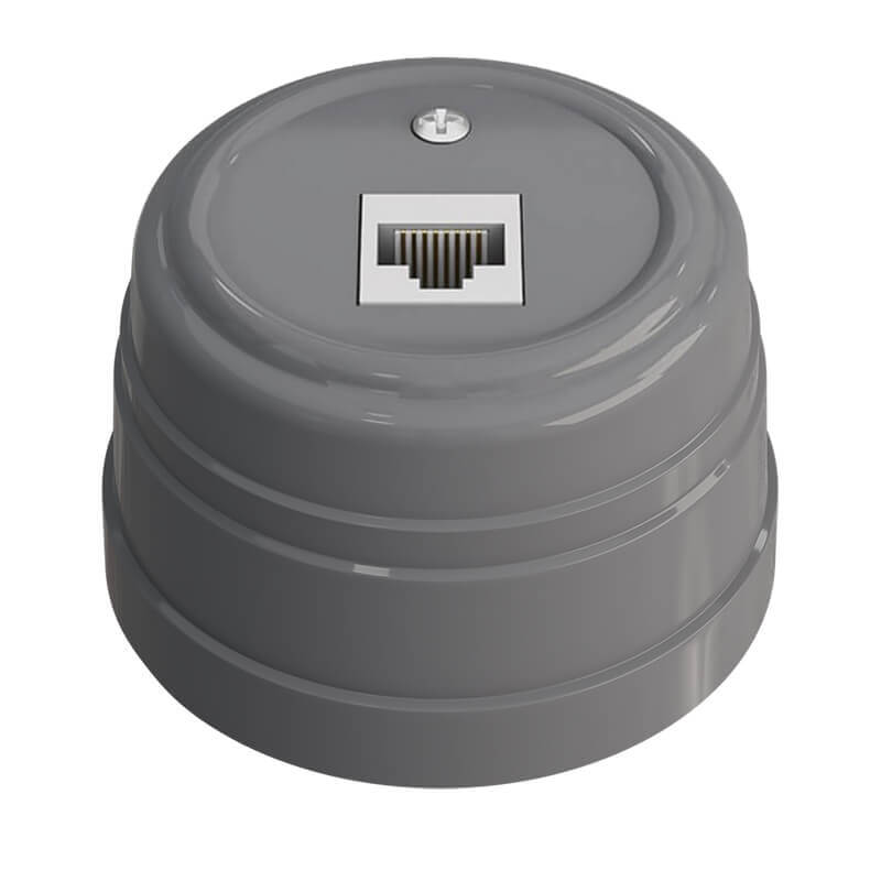 Качественная картинка Ретро розетка компьютерная Мезонин, коллекция Усадьба, пластик, серый