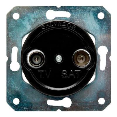 Ретро розетка ТВ Salvador, пластик, внутренний монтаж, черный Ретро розетка ТВ Salvador, пластик, внутренний монтаж, черный