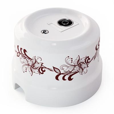 Ретро розетка ТВ Lindas керамика белый (с коричневым орнаментом) Ретро розетка ТВ Lindas керамика белый (с коричневым орнаментом)