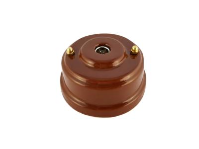 Ретро розетка ТВ Леанза фарфор, bruno (коричневый), золотистая фурнитура