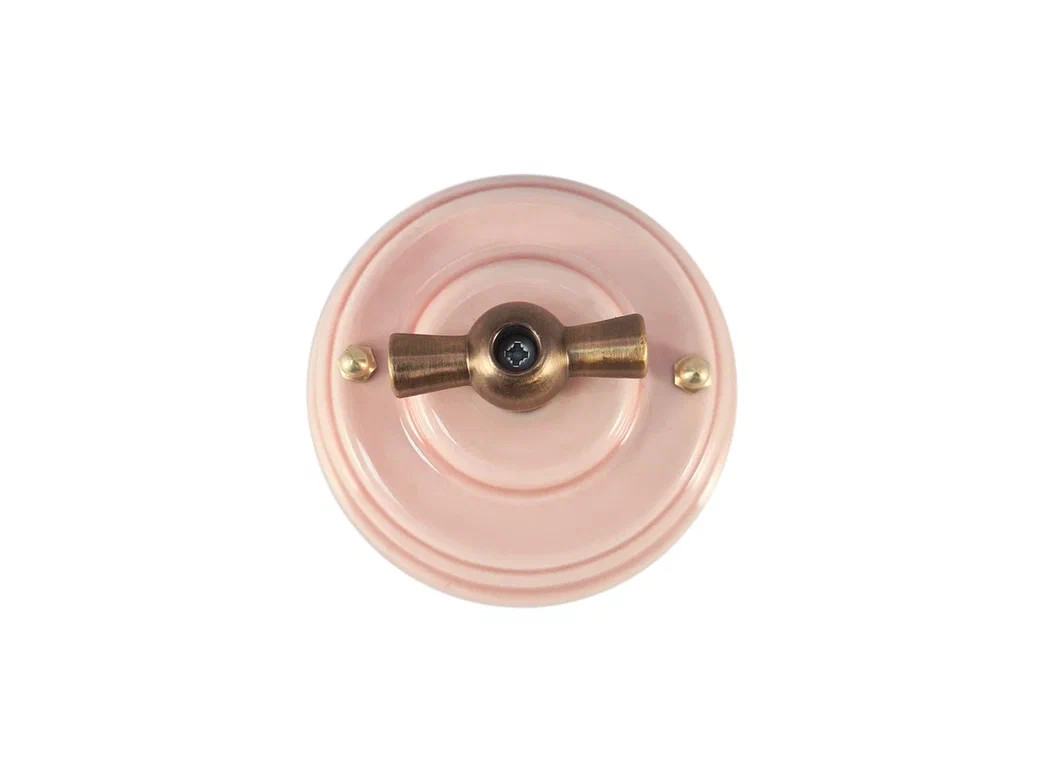 Качественная картинка Ретро выключатель Леанза, фарфор, rosa (розовый)