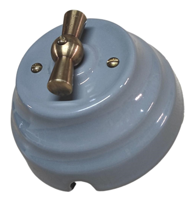 Ретро выключатель 1-2 клавишный Interior Electric, серия "Астория", керамика, 220/10А, серый