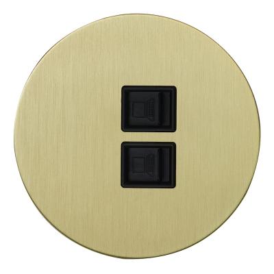 Розетка компьютерная двойная RJ45 Salvador "Арт", внутренний монтаж, накладка металл, круг, золото