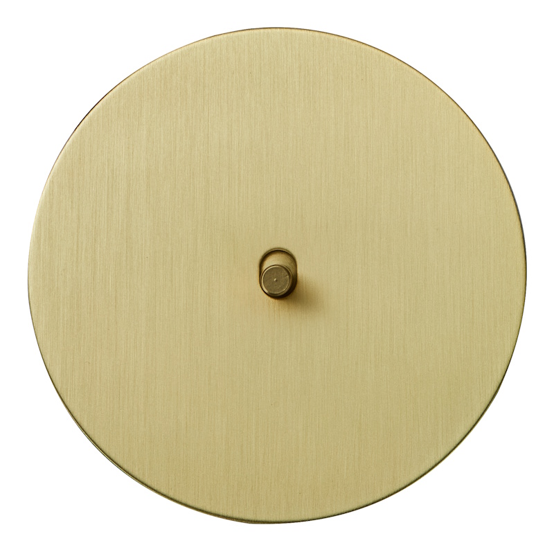 Выключатель Salvador "Арт", скрытый монтаж, тумблер-цилиндр, накладка металл круг, золото