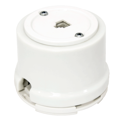 Ретро розетка телефонная Salvador, фарфор, наружный монтаж, белый