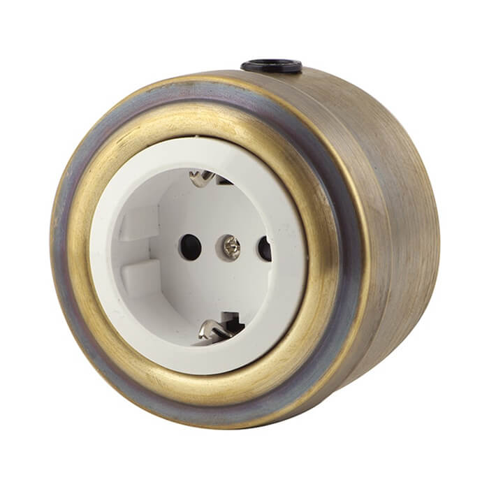Ретро розетка электрическая Retrika, коллекция Vintage Metal, бронза