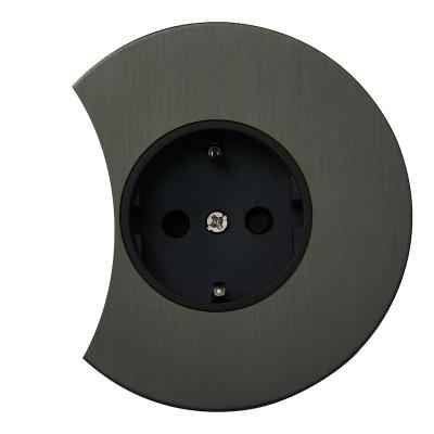 Розетка электрическая Salvador "Арт", внутренний монтаж, накладка металл, полукруг, антрацит