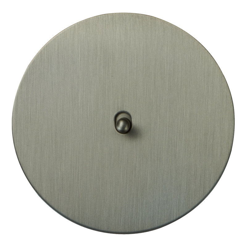 Выключатель Salvador "Арт", скрытый монтаж, тумблер-капля, накладка металл круг, никель (серый)