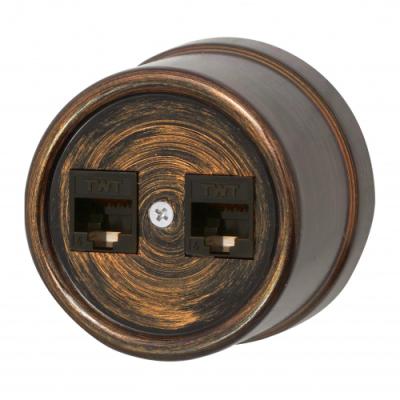 Ретро розетка компьютерная Bironi, коллекция Лизетта, пластик, бронза