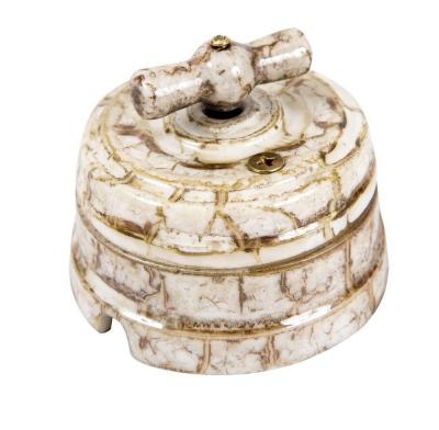 Ретро выключатель Мезонин, фарфор, коллекция Царское село, Дворцовый мрамор