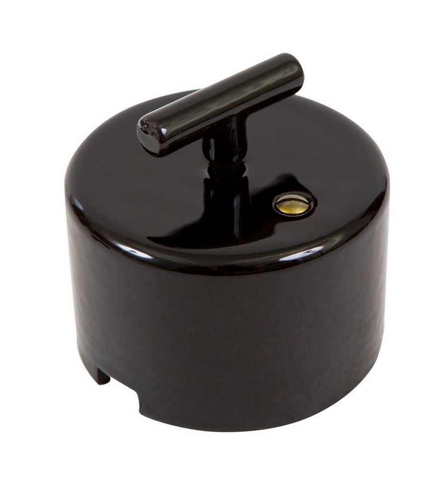 Качественная картинка Ретро выключатель Мезонин, коллекция  Cilindro, фарфор, черный