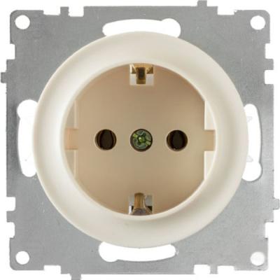 Розетка с заземлением, винтовые контакты, 16А-250В, цвет бежевый