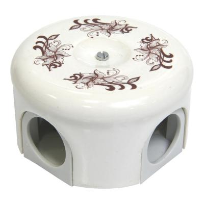 Ретро распределительная коробка Lindas, керамика, белый с коричневым орнаментом