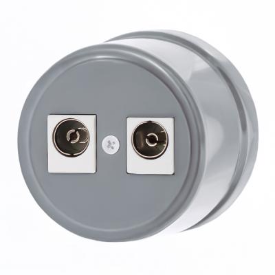 Ретро розетка ТВ двойная Bironi, коллекция Лизетта, пластик титан