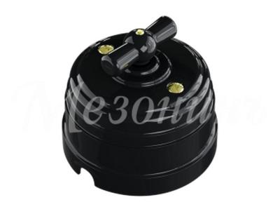 Ретро выключатель Мезонин, коллекция Усадьба, поворотный, пластик, черный