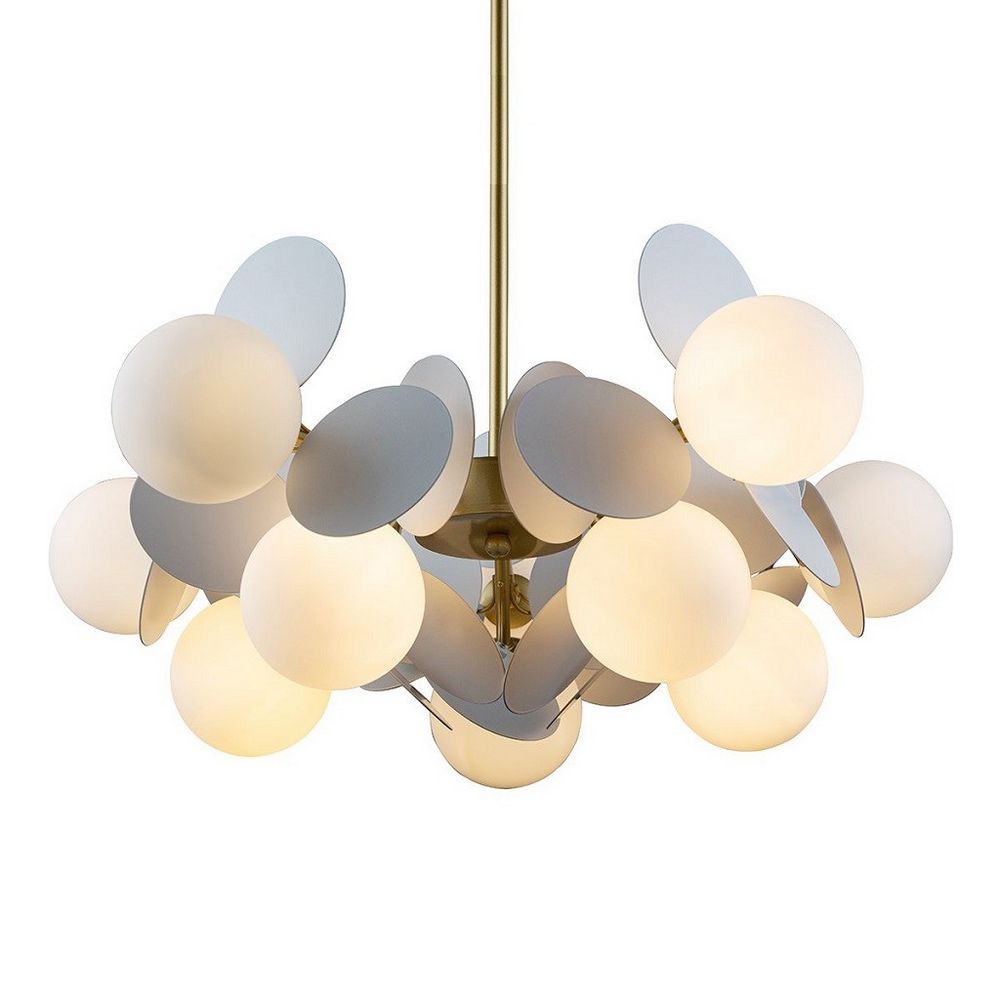 Качественная картинка LOFT IT Подвесной светильник, D670*265, 10 ламп, золотой, металл/стекло, арт. 10008/10 white