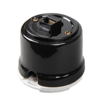 Ретро розетка компьютерная Salvador, фарфор, наружный монтаж, черный Ретро розетка компьютерная Salvador, фарфор, наружный монтаж, черный