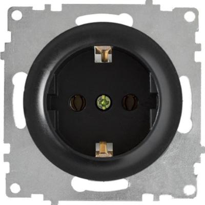 Розетка с заземлением, винтовые контакты, 16А-250В, цвет чёрный