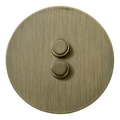 Выключатель Salvador "Арт", скрытый монтаж, двойной диммер, накладка металл круг, бронза