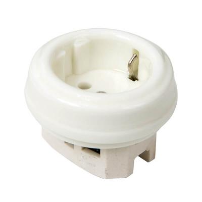 Ретро розетка электрическая Мезонин, коллекция Новая Голландия, фарфор, без подъемной рамки, белый