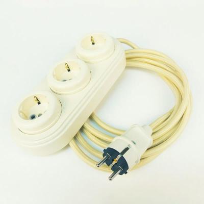 Удлинитель Interior Electric тройной, овал, цвет слоновая кость