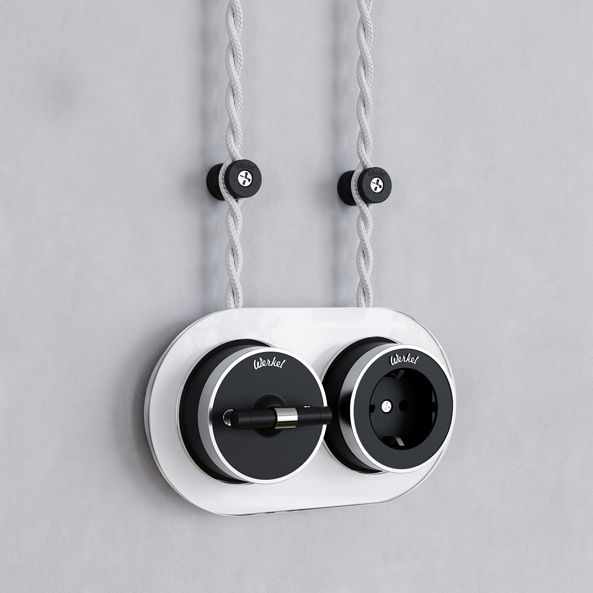 Качественная картинка Комплект изоляторов Werkel пластик 100 шт., черный матовый Vintage