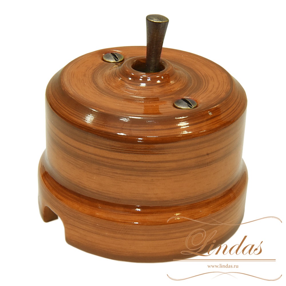 Ретро выключатель тумблерный Lindas, керамика, орех Качественная картинка Ретро выключатель тумблерный Lindas, керамика, орех