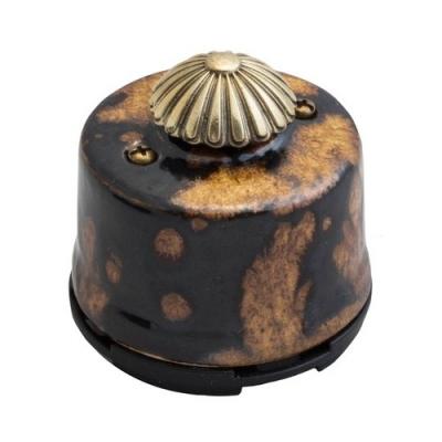 Ретро выключатель Salvador, диммер, фарфор, наружный монтаж, экзотик, ручка бронза