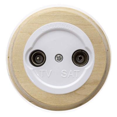 Ретро розетка ТВ Salvador, пластик, наружный монтаж, белый, рамка круглая некрашеная Ретро розетка ТВ Salvador, пластик, наружный монтаж, белый, рамка круглая некрашеная