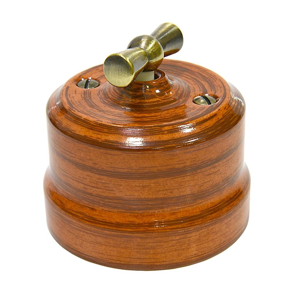 Ретро выключатель Lindas, керамика, орех Качественная картинка Ретро выключатель Lindas, керамика, орех