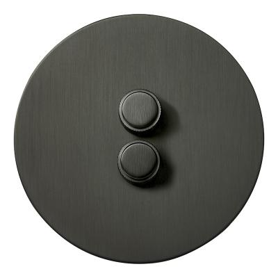 Выключатель Salvador "Арт", скрытый монтаж, двойной диммер, накладка металл круг, антрацит