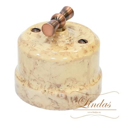 Изображение Ретро выключатель Lindas, керамика, карамель