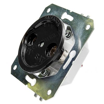 Ретро розетка электрическая Salvador, пластик, внутренний монтаж, черный Ретро розетка электрическая Salvador, пластик, внутренний монтаж, черный