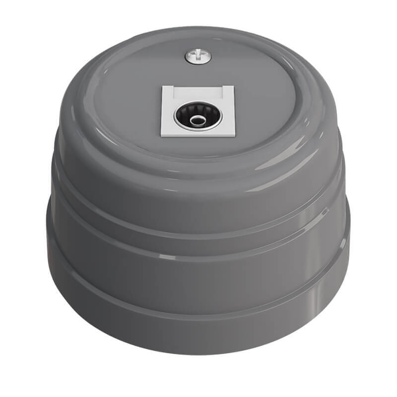 Качественная картинка Ретро розетка ТВ Мезонин, коллекция Усадьба, пластик, серый