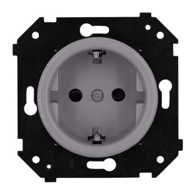 Ретро розетка электрическая Bironi, коллекция Шедель, пластик, скрытый монтаж, титан матовый