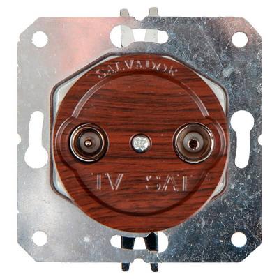 Ретро розетка ТВ Salvador, пластик, внутренний монтаж, вишня