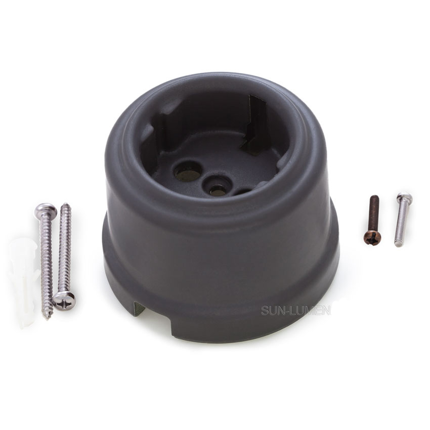 Качественная картинка Ретро розетка Sun Lumen, керамика, черный матовый