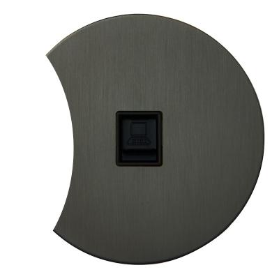 Розетка компьютерная RJ45 Salvador "Арт", внутренний монтаж, накладка металл, полукруг, антрацит